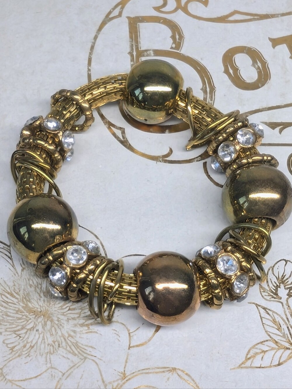 Vintage Chunky Metal Stretch Bracelet Gold